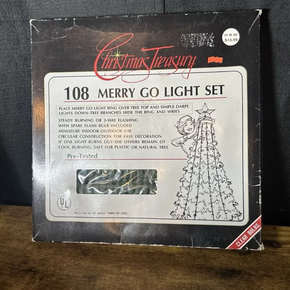 108 Merry Go Light Tree Shaped Lighting Clear Bulbs Vintage Christmas Treasury